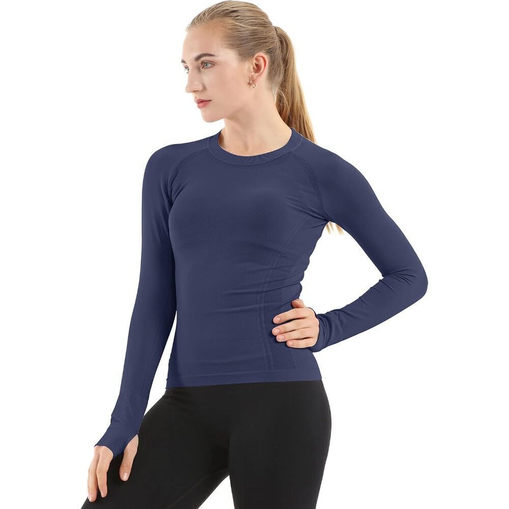 Women Seamless Nylon Elastane Long Sleeve Yoga Athletic Shirt Breathable